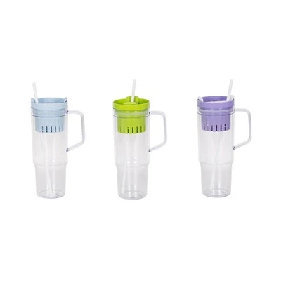 Gelas Minum Plastik Kapasitas Besar 1200ml Dengan Infuser Buah Dengan Tumbler Plastik Dengan Sedotan